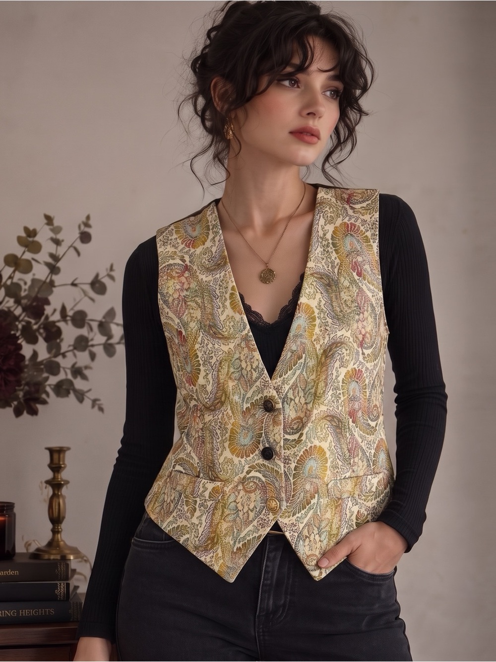 VINTAGE 90s Paisley Tapestry Vest